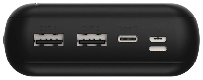 30000 mAh Powerbank Lightning + USB Type-C + Micro-USB  PB212 (Schwarz) 
