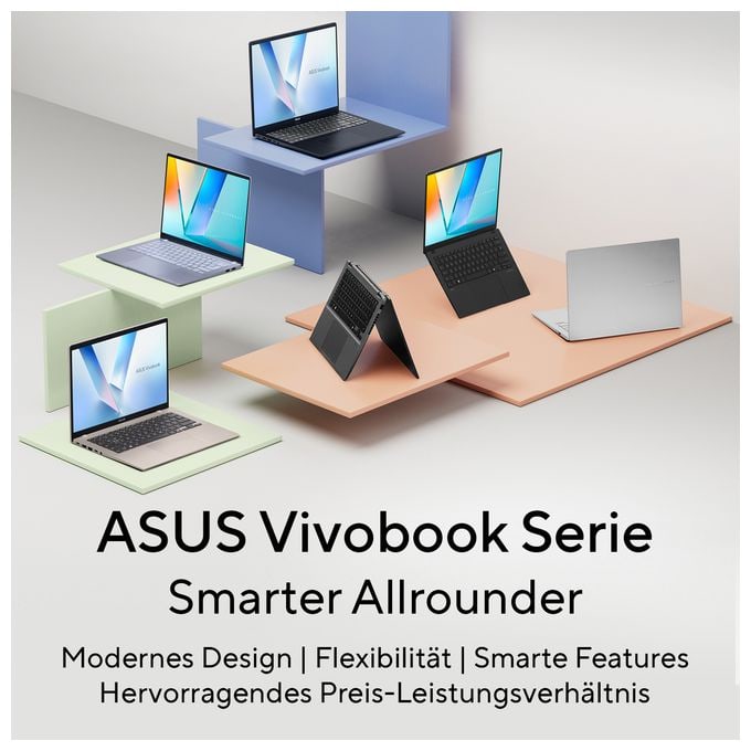 WUXGA Notebook 35,6 cm (14 Zoll) 16 GB RAM 512 GB SSD Windows 11 Home Intel Core Ultra 5  Vivobook S S5406SAL-SF312W (Silber) 