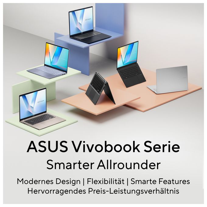 WUXGA Notebook 35,6 cm (14 Zoll) 1920 x 1200 Pixel 16 GB Ram 512 GB SSD Windows 11 Home Intel Core Ultra 5 max. 4,5 GHz  Vivobook S14 S5406SAL-SF312W (Silber) 