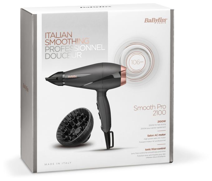 Haartrockner 2100 W (Schwarz, Rosa-Goldfarben) 6709DE Smooth Pro 