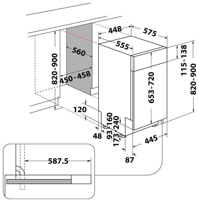 45 cm Geschirrspüler teilintegriert (ohne Front) Sehr leise 10 Maßgedecke ActiveDry BK6PB10BS7A0 