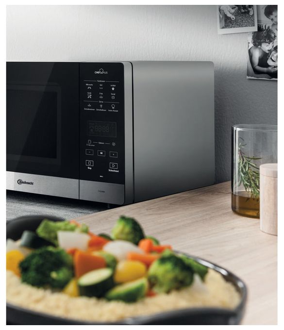 Freistehende Mikrowelle 800 W Größe: mittel 6 Stufen Dampfgaren Grill  MW49SL (Schwarz, Silber) 