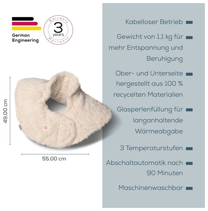  HK165 Huggy Schulterheizkissen (Cremefarben) 