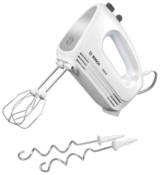 Handmixer 400 W 4 Stufen (Gebürsteter Stahl, Weiß) MFQ24200 CleverMixx 