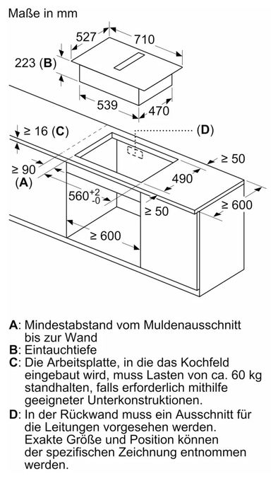 70 cm Induktionskochfeld 4 Kochzonen mit integriertem Dunstabzug Serie 6 PVQ795HGA7 (PVQ795H26E + HEZ9VDSB2) autarkes 