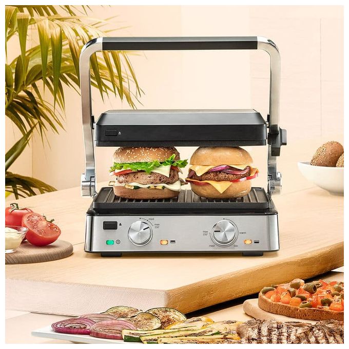 2000 W mit 290 x 230 mm Fläche  CG7020 Kontaktgrill (Schwarz, Edelstahl) 