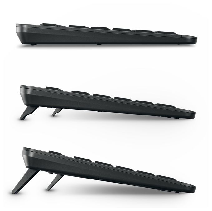 LED Heimbüro Tastatur USB + RF Wireless + Bluetooth 2.4 GHz  Stream Desktop Ultimate (Schwarz) 