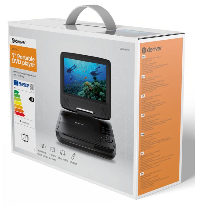 17,8 cm (7 Zoll) Tragbarer DVD-Player CD, CD-R, CD-RW, DVD, DVD+R, DVD+RW, DVD-R, DVD-RW MT-792 