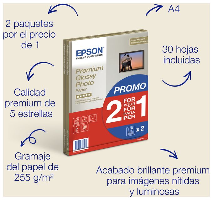 Epson A4 Premium Glossy Photo Paper 255 g/m2, 30 Blatt 