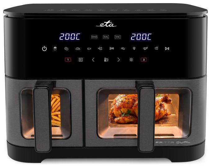 Doppelkammer Heißluftfritteuse 11 l 2600 W  Fritta Dual (Schwarz) 