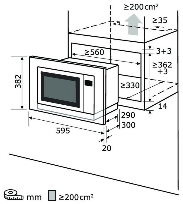 Einbau-Mikrowelle 1000 W Größe: klein 5 Stufen Grill (Schwarz) EMW1770-G-D-030 