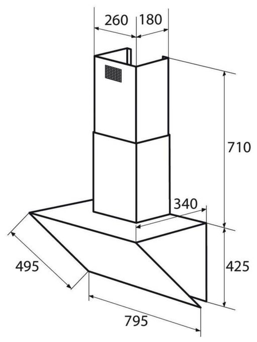 Dunstabzugshaube/Esse Wand 80 cm (Schwarz) KFD807-2L 