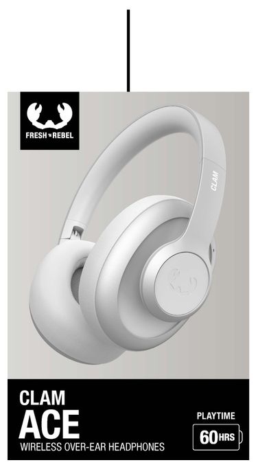 Over Ear Bluetooth Kopfhörer kabellos 60 h Laufzeit USB Typ-C  Clam Ace (Hellgrau) 