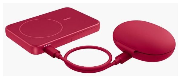 5000 mAh Powerbank USB Typ-C Kabelloses Laden  Wireless Magnetic (Rot) 