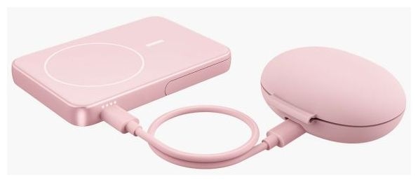 5000 mAh Powerbank USB Typ-C Kabelloses Laden  Wireless Magnetic (Pink) 
