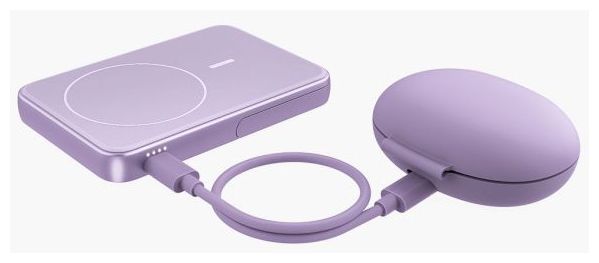 5000 mAh Powerbank USB Typ-C Kabelloses Laden  Wireless Magnetic (Lila) 