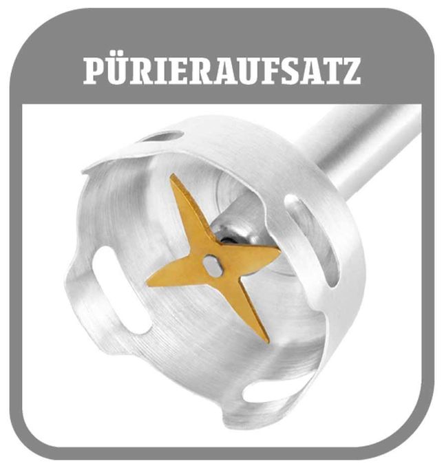 Stabmixer 1200 W 20 Stufen  40972 Design Power Stabmixer Set 5-in-1 (Schwarz, Edelstahl) 