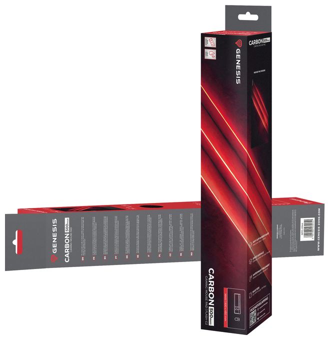 Mauspad  Carbon 500 Maxi Flash G2 (Schwarz, Rot) 