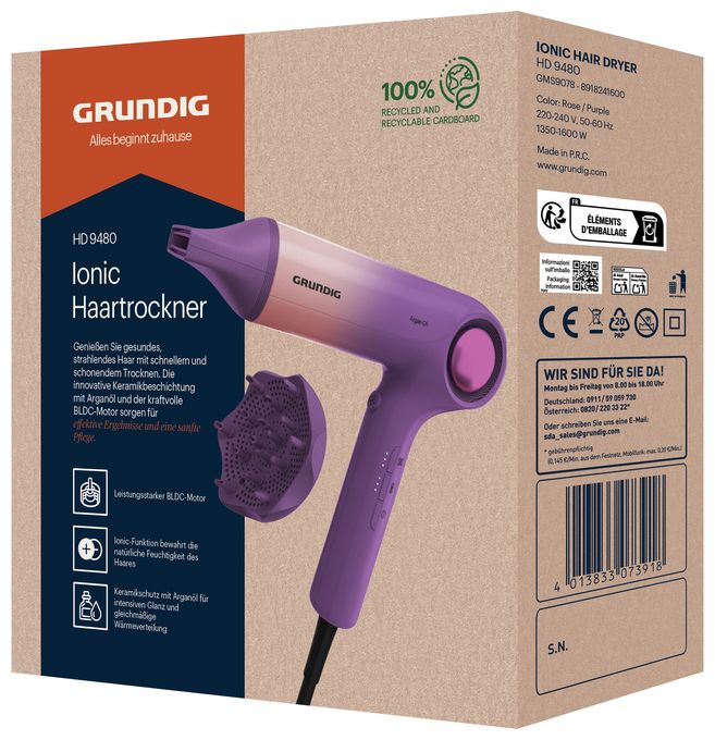 Haartrockner 1600 W  HD9480 (Pink, Violett) 