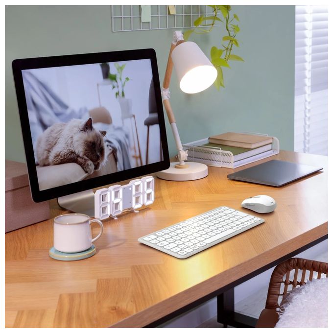 Home Tastatur USB + RF Wireless + Bluetooth 2.4 GHz  173062 WKM-500 (Grau, Weiß) 