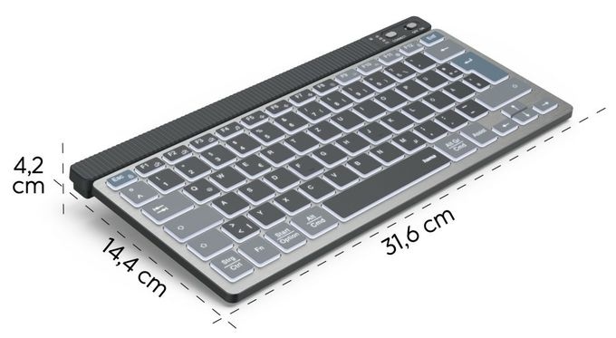 LED Heimbüro Tastatur Bluetooth 2.4 GHz (Anthrazit, Schwarz, Blau) 173067 WK-700 