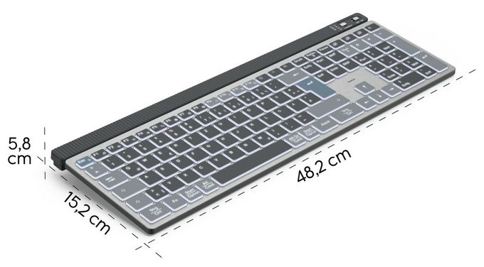 LED Heimbüro Tastatur Bluetooth 2.4 GHz (Anthrazit, Schwarz, Blau) 173068 WK-750 