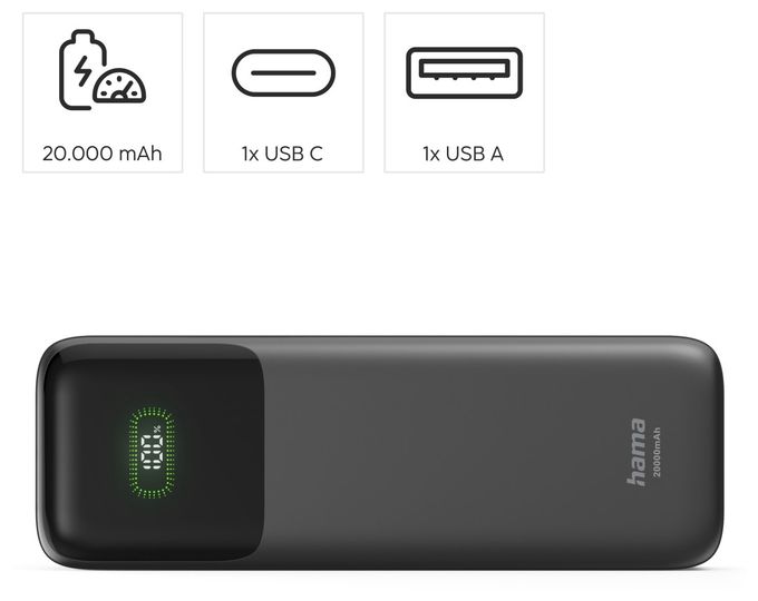 20000 mAh Powerbank USB Typ-C  201785 Roll Up 20 (Anthrazit) 