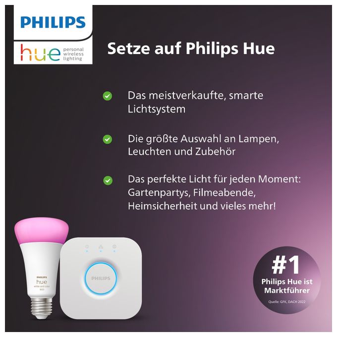 LED Universalstreifenleuchte 2000 mm DC Hue Bridge Bundle White & Color Ambiance + Hue Bridge 