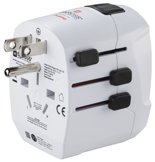 World Travel Pro Light USB Reiseadapter für bis zu 200 Länder 