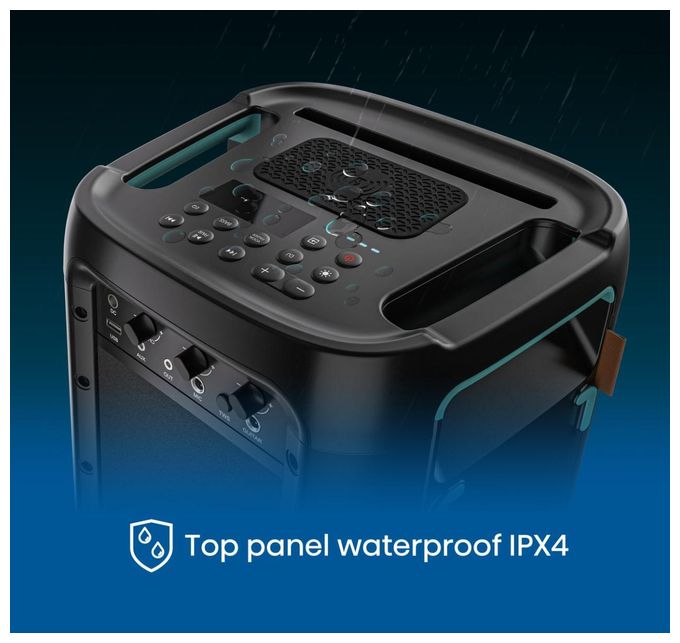 300 W Bluetooth Lautsprecher IPX4 Laufzeit bis 15 h  Party Storm 1 (Schwarz) 