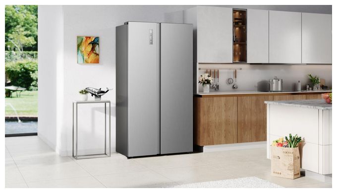 Side-by-Side Kühl-/ Gefrierkombination 347 l / 197 l 318 kWh NoFrost 1786 mm x 911 mm  RS3P558NEIE (Grau, Edelstahl) 