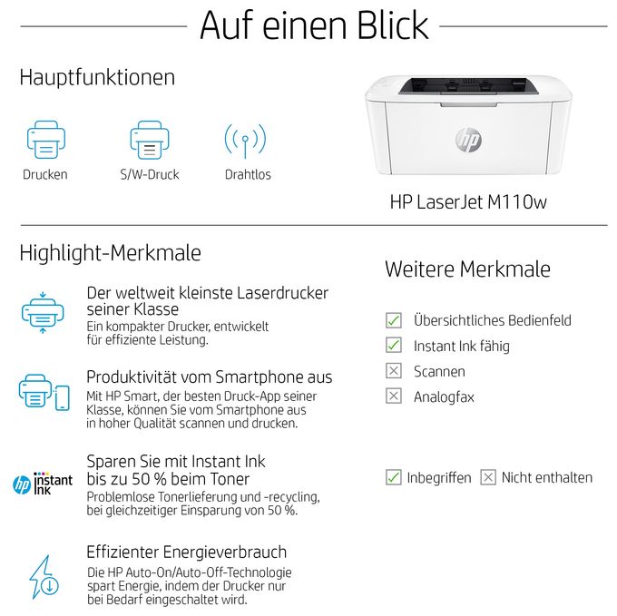 A4 Laser Drucker 600 x 600 DPI 20 Seiten pro Minute LaserJet M110w 