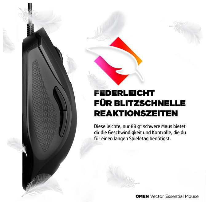 7200 DPI Gaming Maus IR LED  Omen Vector Essential (Schwarz) 