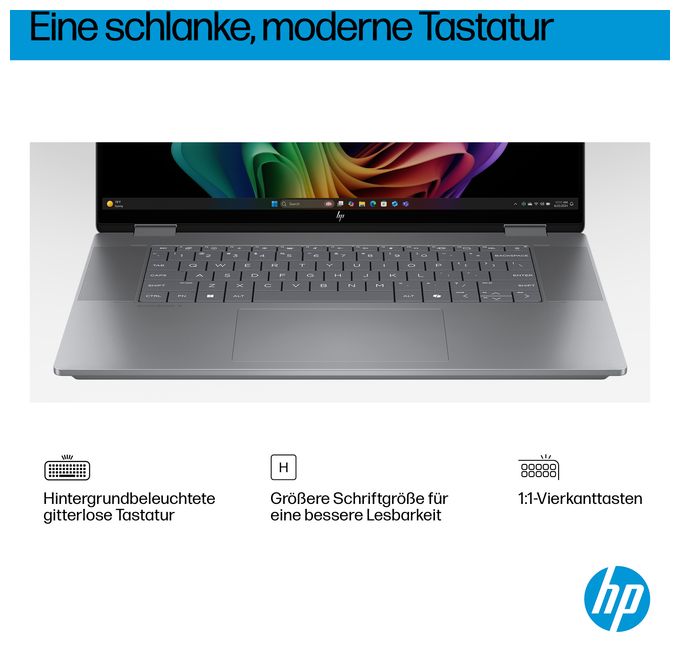 2K Ultra HD Notebook 40,6 cm (16 Zoll) 1920 x 1200 Pixel 16 GB Ram 1 TB SSD Windows 11 Home AMD Ryzen 5 max. 4,8 GHz  OmniBook X Flip 16-ar0556ng (Silber) 