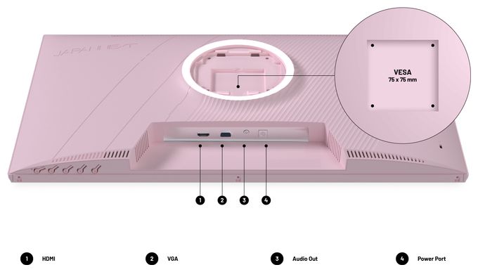 Full HD Monitor 60,5 cm (23.8 Zoll) 16:9 0,5 ms 300 cd/m²  JN-I238FHD120F-HSP-PK (Pink) 
