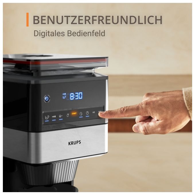 15 Tassen Thermo Filterkaffeemaschine  KT8428 Grind Aroma XL (Schwarz, Edelstahl) 