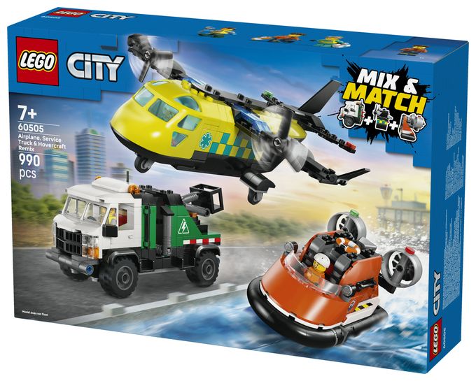 Kombinationsset mit Flugzeug, Wartungsfahrzeug und Luftkissenboot 