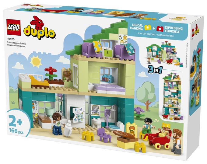 Modernes Familienhaus mit Figuren – 3-in-1-Set 