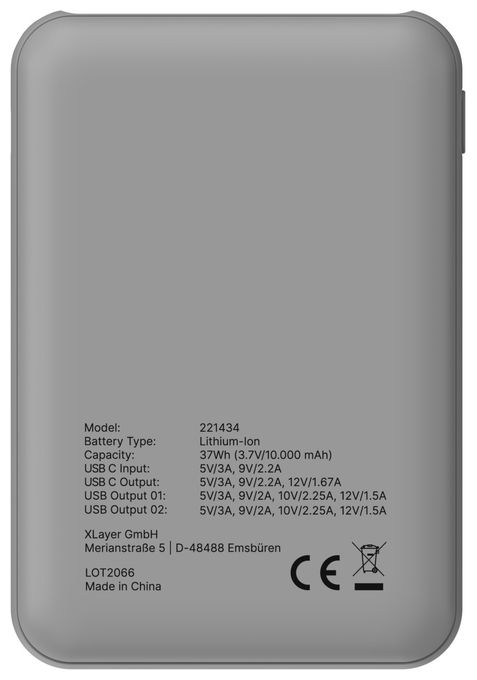 10000 mAh Powerbank USB Typ-C  Mini (Grau) 