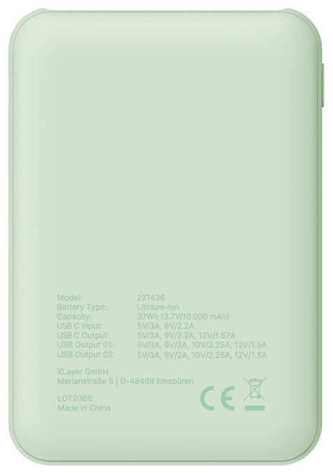 10000 mAh Powerbank USB Typ-C  Mini (Mint) 