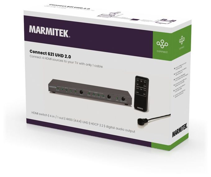 Connect 621 UHD 2.0 - HDMI Switch 4K 60Hz - 4 Eingänge / 1 Ausgang 