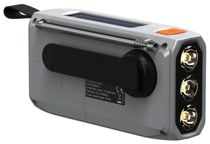 Bluetooth DAB, DAB+, FM Radio Tragbar IPX3  RESQ100 Kurbelradio (Hellgrau) 