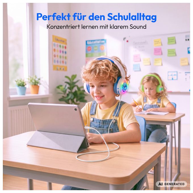 Bluetooth Kopfhörer kabelgebunden/kabellos USB Typ-C  LIFE HE-1 (Weiß/Blau) 