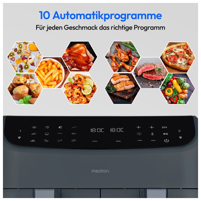 Doppel Heißluftfritteuse 8,7 l 2600 W  Life P20 XXL Twin (Schwarz) 