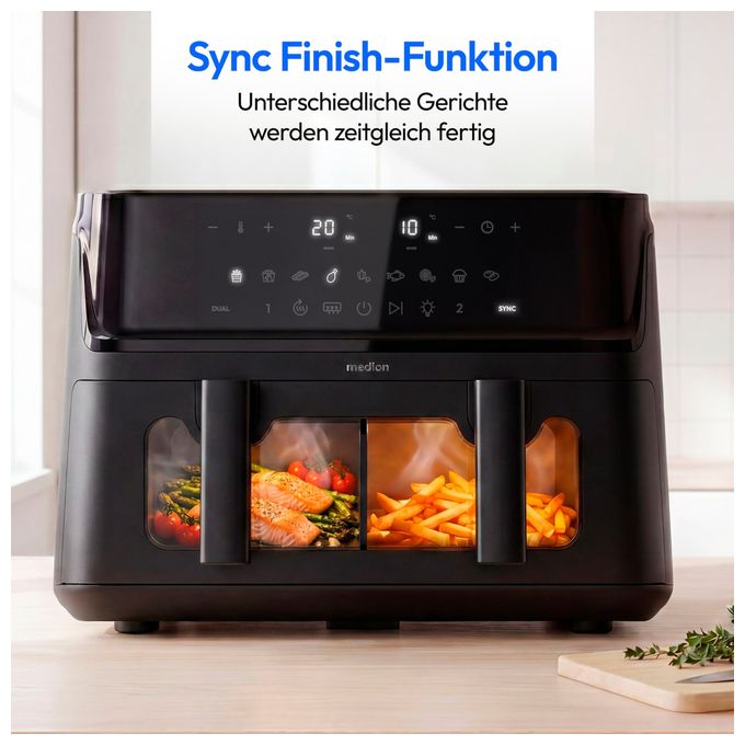 Doppel Heißluftfritteuse 10,8 l 3040 W  Life P25 XXL Flex M (Schwarz) 