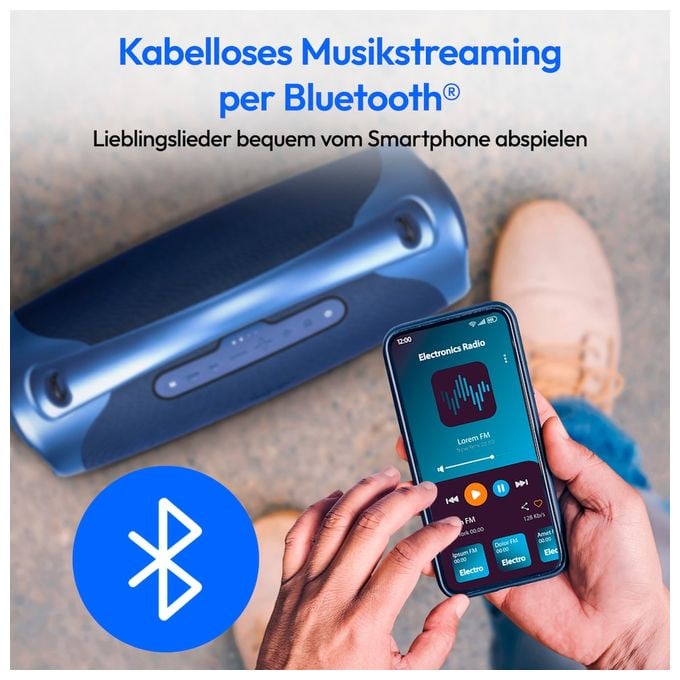 100 W Bluetooth Lautsprecher IPX7 Laufzeit bis 30 h  Life P61768 (Blau) 