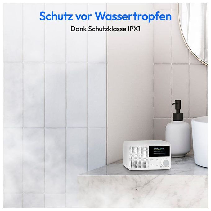 Bluetooth DAB+, UKW Radio Tragbar IPX1  Life S66822 (Weiß) 