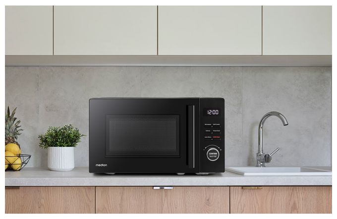 Freistehende Mikrowelle 800 W Größe: klein 5 Stufen Grill  MD12021 (Schwarz) 