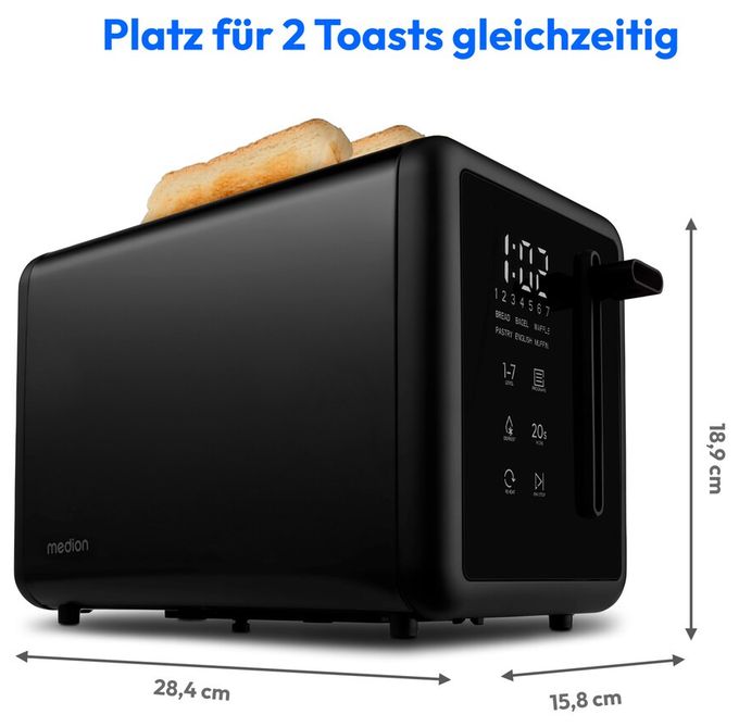 Toaster 850 W 2 Scheibe(n) 7 Stufen  MD12102 (Schwarz) 