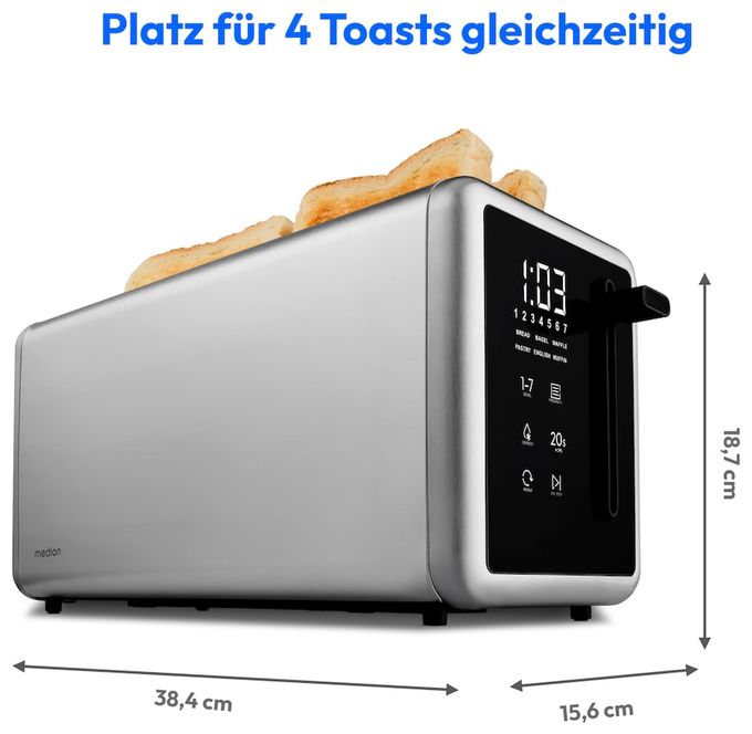 Toaster 1450 W 4 Scheibe(n) 7 Stufen  MD12103 (Silber) 